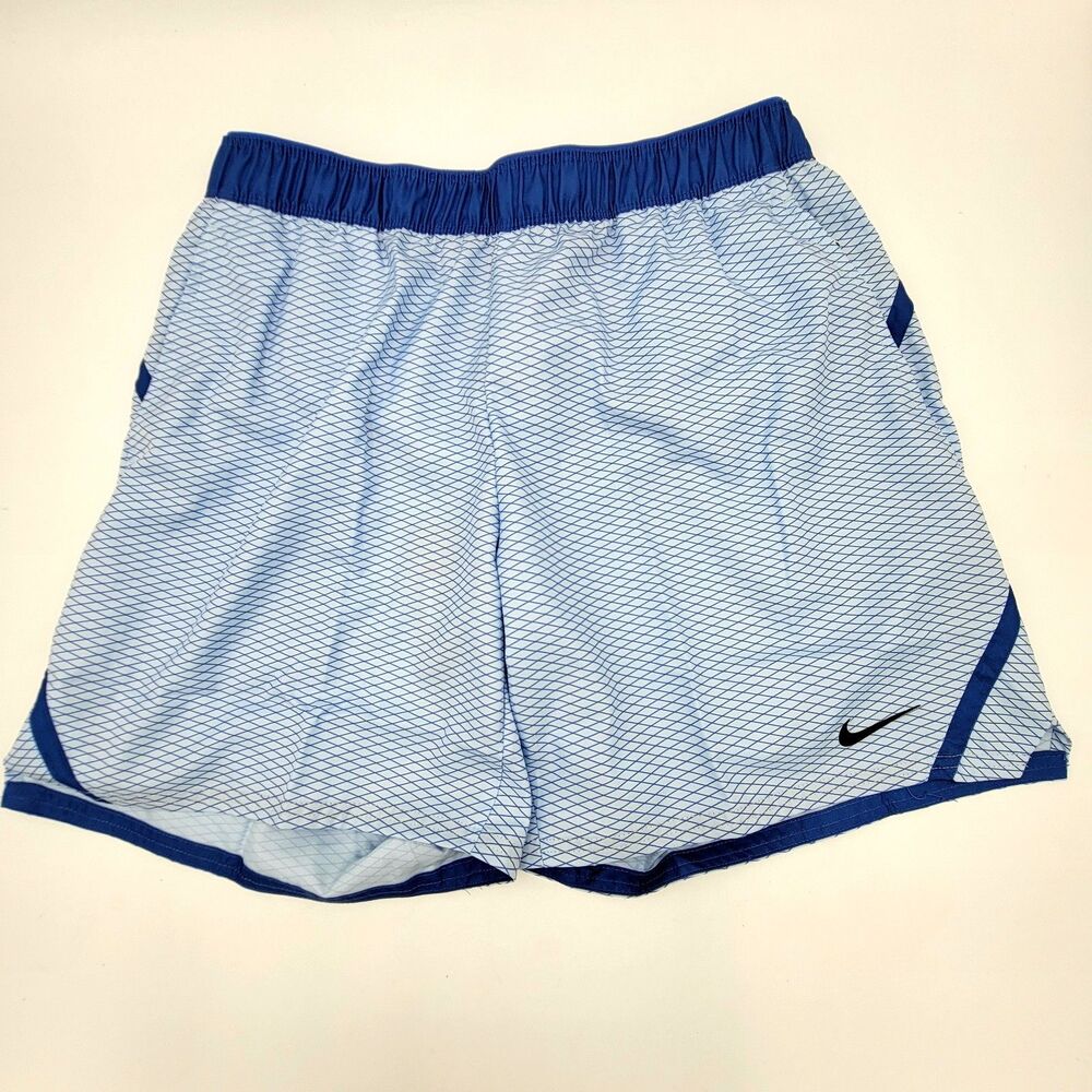 Nike Court Victory Dri-FIT 7" Men's Tennis Shorts Size L Blue Geometric NWT - Picture 3 of 4